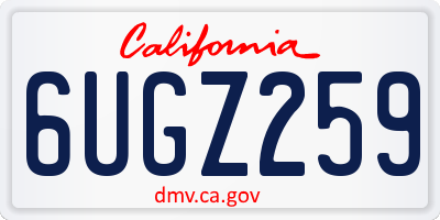CA license plate 6UGZ259