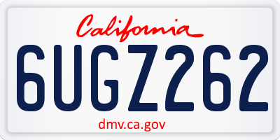CA license plate 6UGZ262