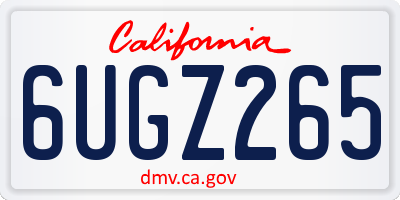 CA license plate 6UGZ265