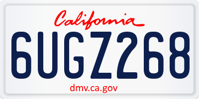 CA license plate 6UGZ268