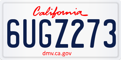 CA license plate 6UGZ273