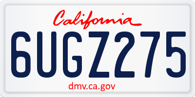 CA license plate 6UGZ275