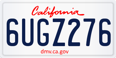 CA license plate 6UGZ276