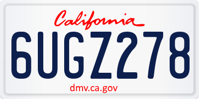 CA license plate 6UGZ278