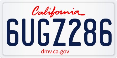 CA license plate 6UGZ286