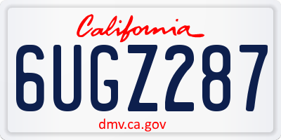 CA license plate 6UGZ287