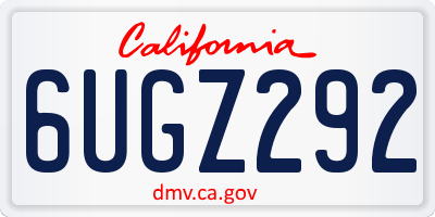 CA license plate 6UGZ292
