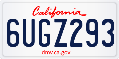 CA license plate 6UGZ293