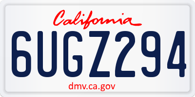 CA license plate 6UGZ294