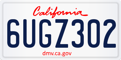 CA license plate 6UGZ302