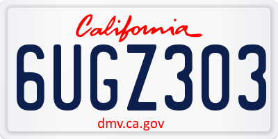 CA license plate 6UGZ303