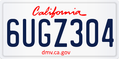 CA license plate 6UGZ304