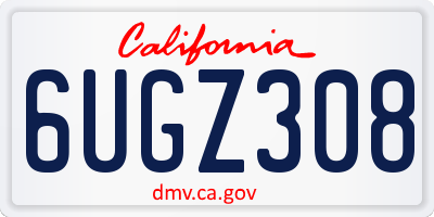 CA license plate 6UGZ308