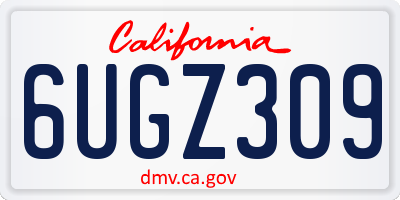 CA license plate 6UGZ309