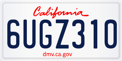 CA license plate 6UGZ310