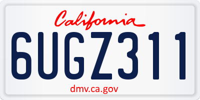 CA license plate 6UGZ311