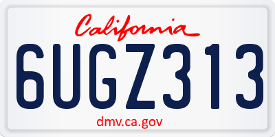 CA license plate 6UGZ313