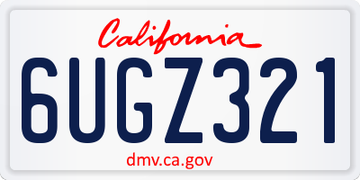 CA license plate 6UGZ321
