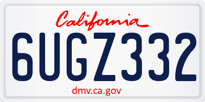 CA license plate 6UGZ332