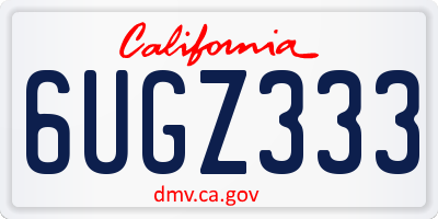 CA license plate 6UGZ333