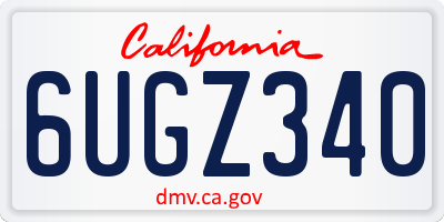 CA license plate 6UGZ340