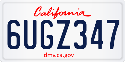 CA license plate 6UGZ347