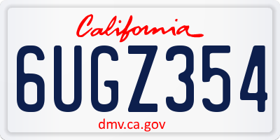 CA license plate 6UGZ354