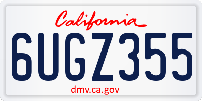 CA license plate 6UGZ355