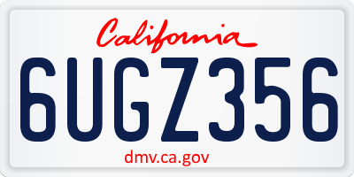CA license plate 6UGZ356