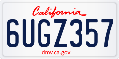 CA license plate 6UGZ357