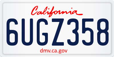 CA license plate 6UGZ358