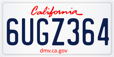 CA license plate 6UGZ364