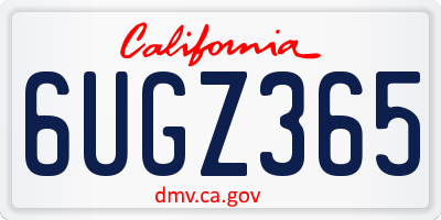 CA license plate 6UGZ365