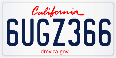 CA license plate 6UGZ366