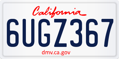 CA license plate 6UGZ367