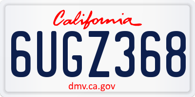 CA license plate 6UGZ368