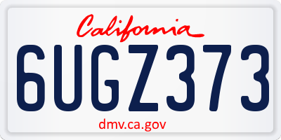 CA license plate 6UGZ373