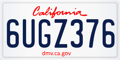 CA license plate 6UGZ376