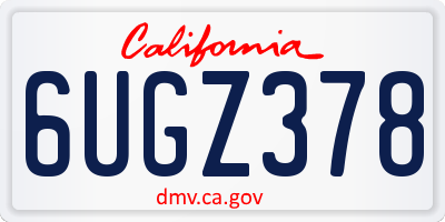 CA license plate 6UGZ378