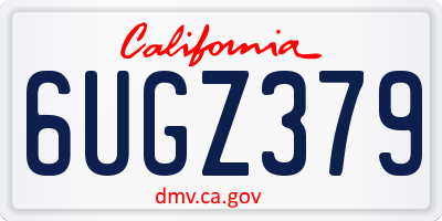 CA license plate 6UGZ379