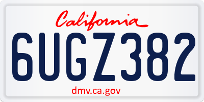 CA license plate 6UGZ382
