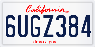 CA license plate 6UGZ384