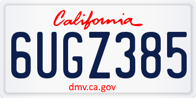 CA license plate 6UGZ385
