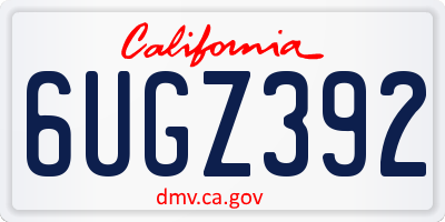 CA license plate 6UGZ392