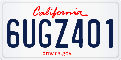 CA license plate 6UGZ401