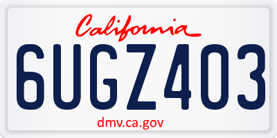 CA license plate 6UGZ403