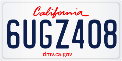 CA license plate 6UGZ408