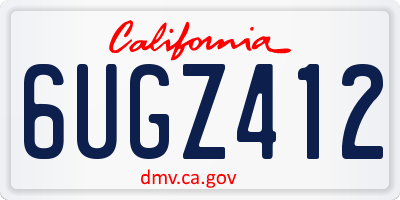 CA license plate 6UGZ412
