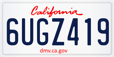CA license plate 6UGZ419