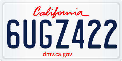 CA license plate 6UGZ422